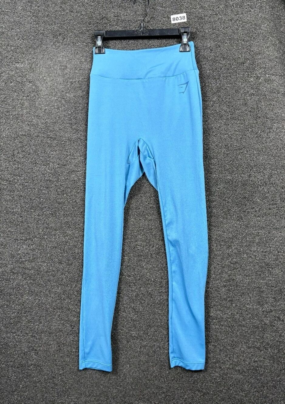 Gymshark Cropped Leggings Pants Womens Size S Aqua B4A6Q Mid Rise Athleisure